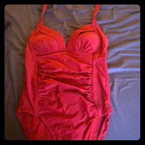 Merona Red Tummy Control Swimsuit